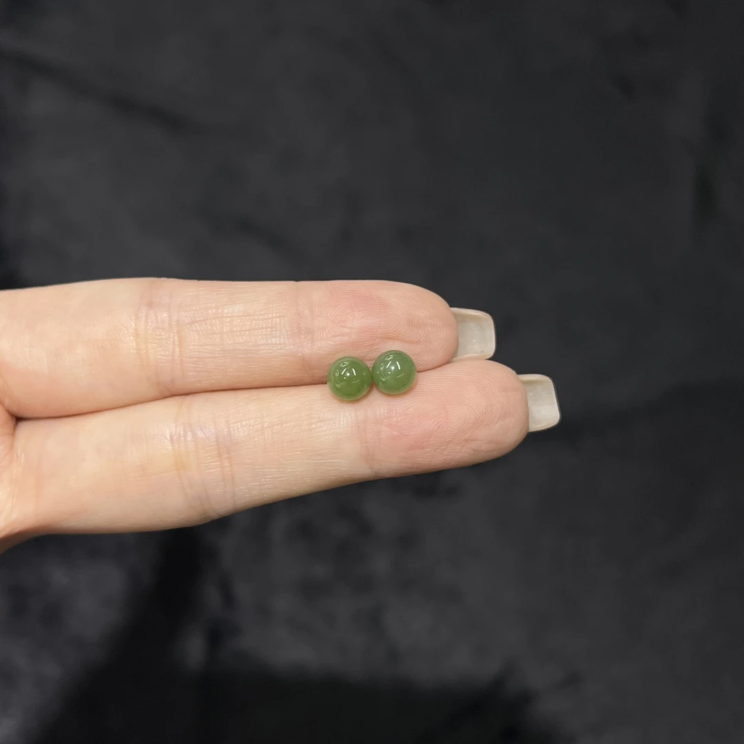 【睿泽鉴宝】S925和田玉碧玉耳钉 6mm JJY2229