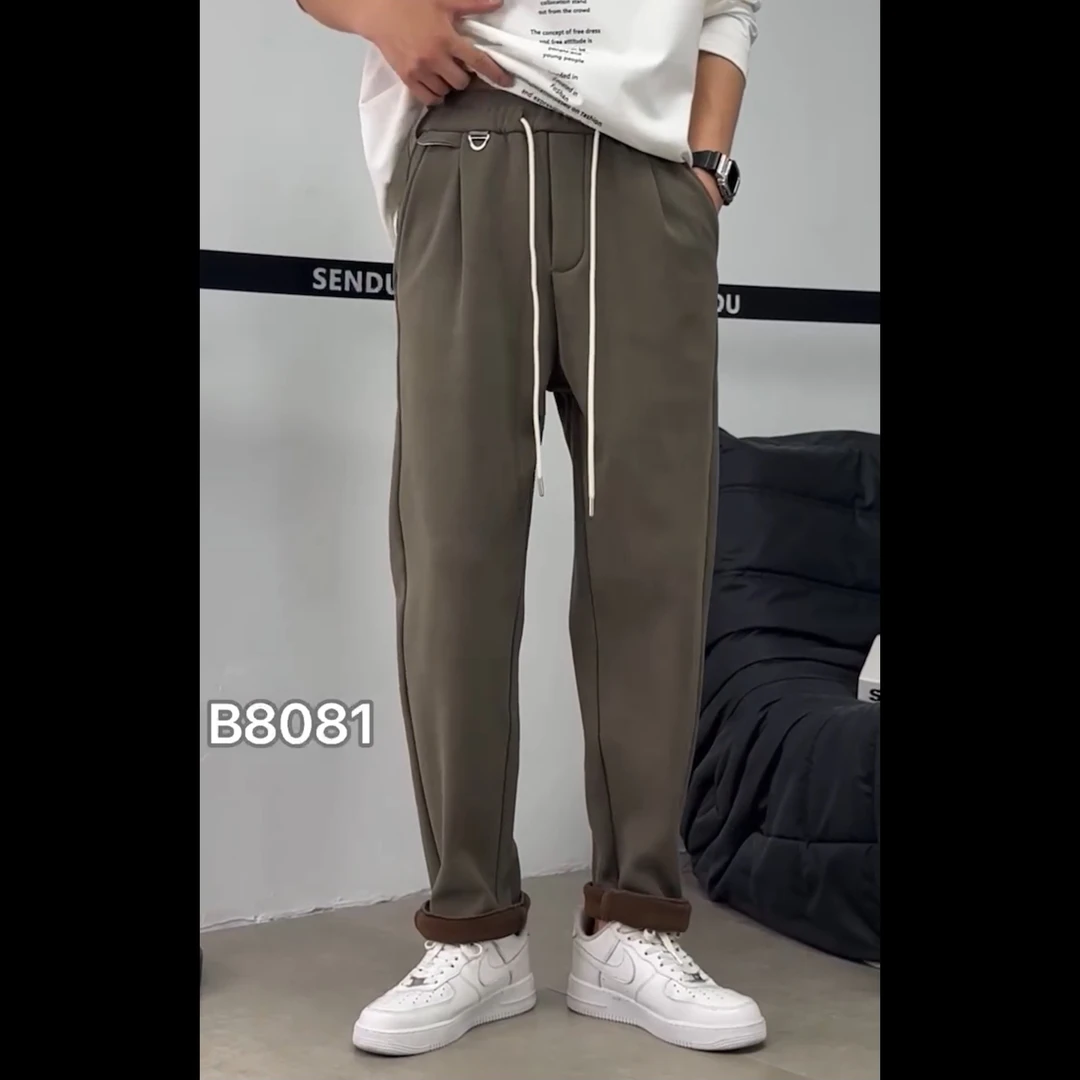 秋冬季男士保暖加绒加厚针织休闲长裤 8081#
