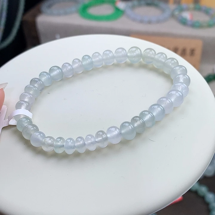 翡翠未镶嵌手链高冰鼓珠