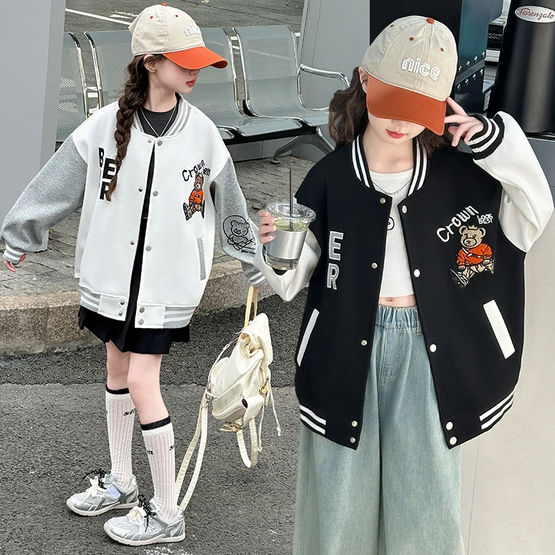 女童棒球服外套春秋装2025新款洋气中大儿童上衣夹克韩版休闲女孩