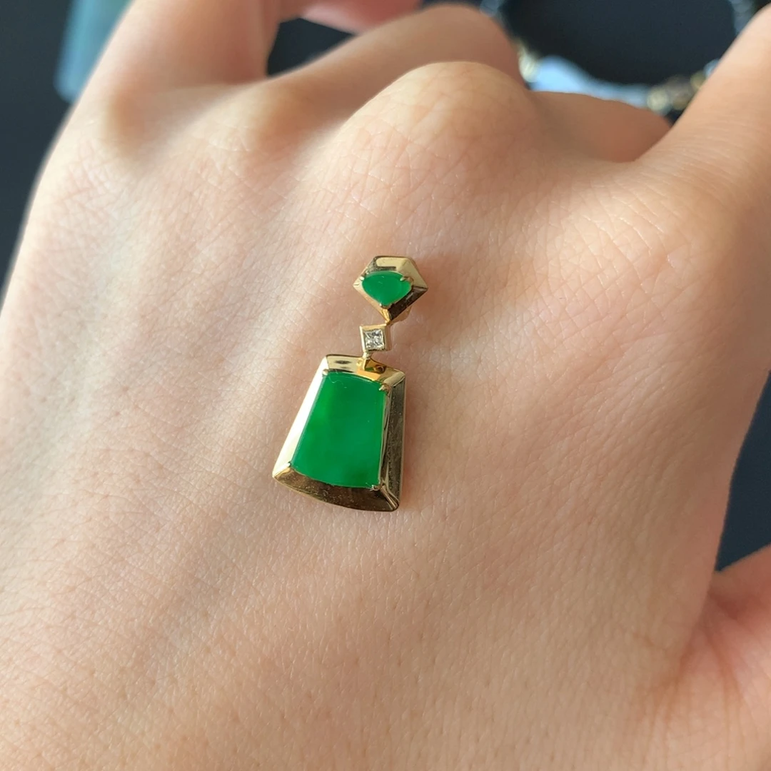 Y***9翡翠18K金镶嵌吊坠(不含链)