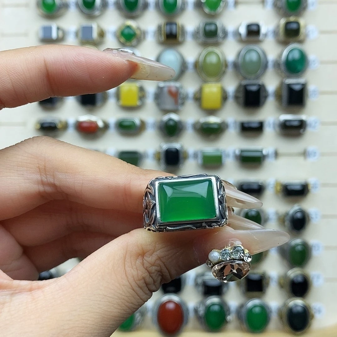 玛瑙/玉髓戒指银S925镶嵌星****…