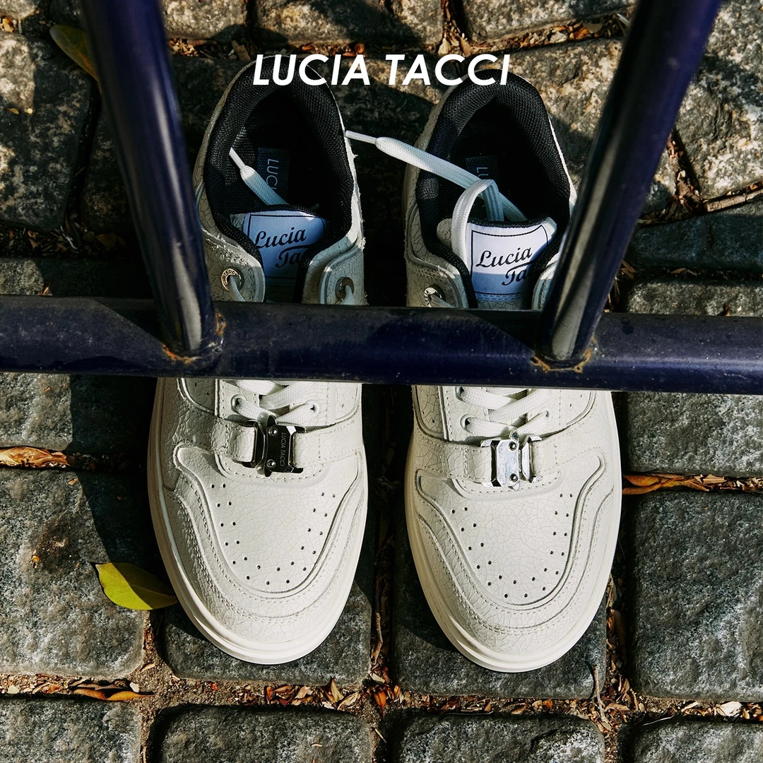 LUCIA TACCI白鹿/董洁同款｜爆裂纹牛皮厚底增高休闲板鞋男女同款