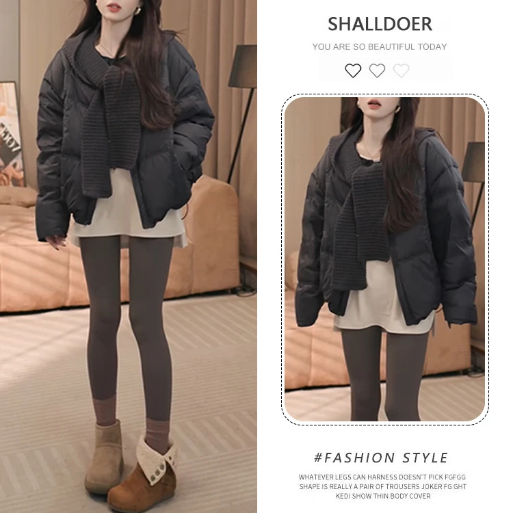 韩版时尚高级感纯色百搭棉服女2025冬季新款小众洋气圆领显瘦外套