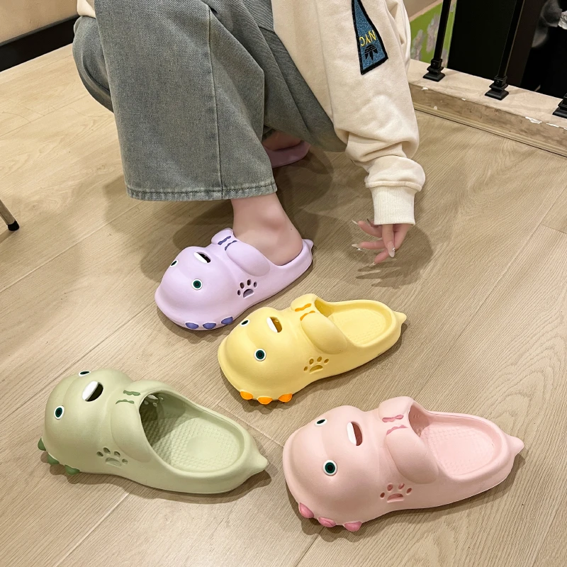 新款爆款8801小龙时尚百搭可爱EVA卡通洞洞鞋女半包拖鞋