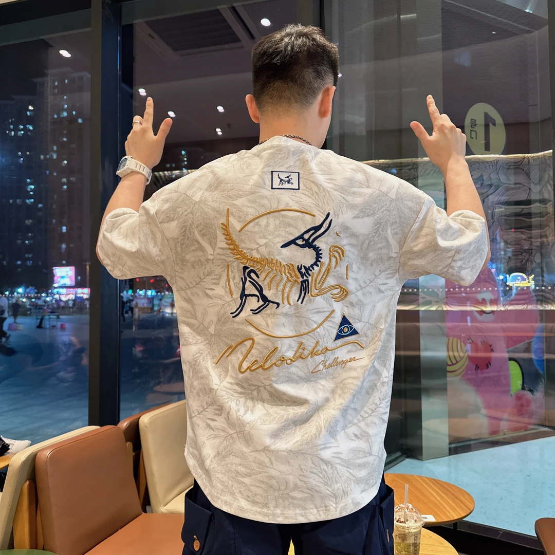 探戈服饰【国潮刺绣飞鸟t恤】2025夏季短袖潮牌百搭重工透气男女t恤