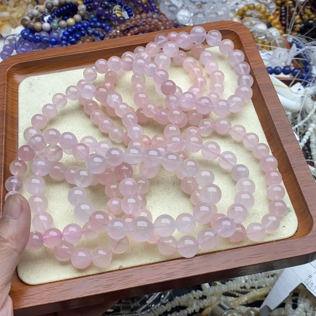 玛瑙/玉髓未镶嵌珠宝半成品一条天然10-11粉晶手链
