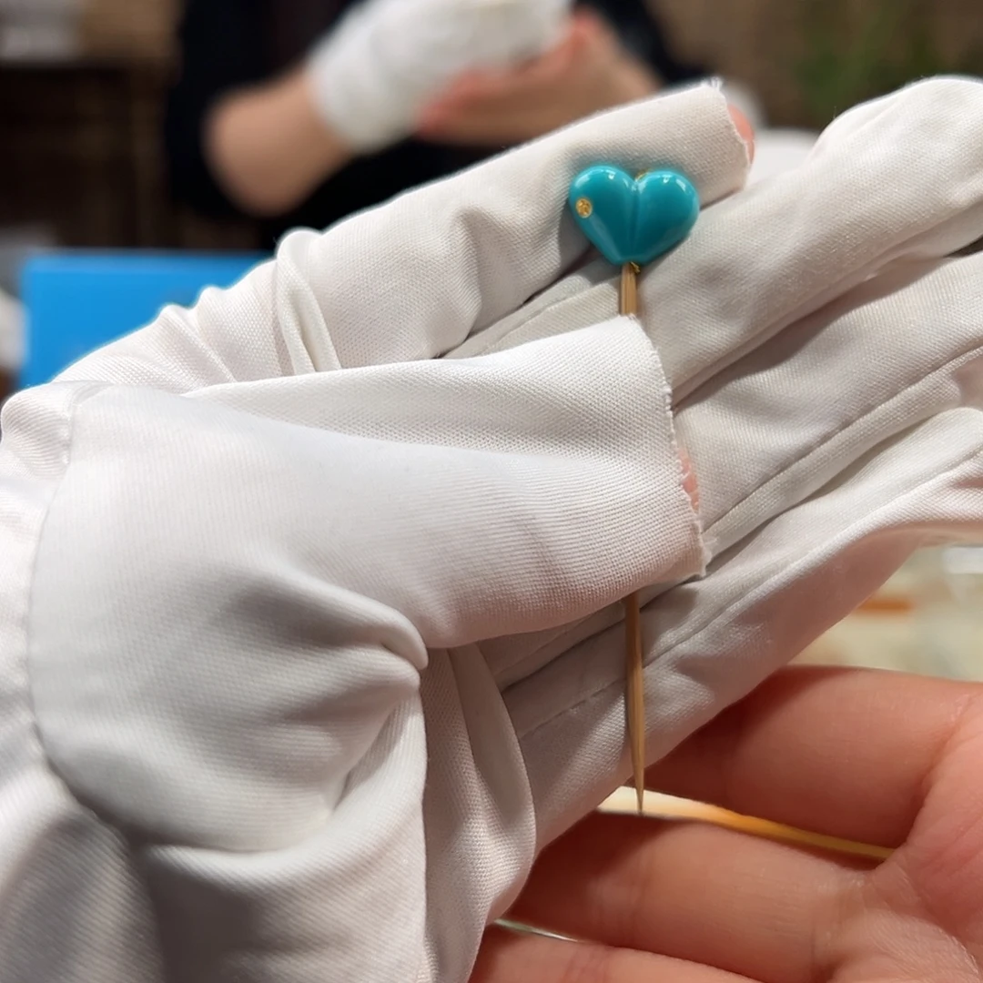 绿松石未镶嵌07玉化料爱心屁桃卡14+