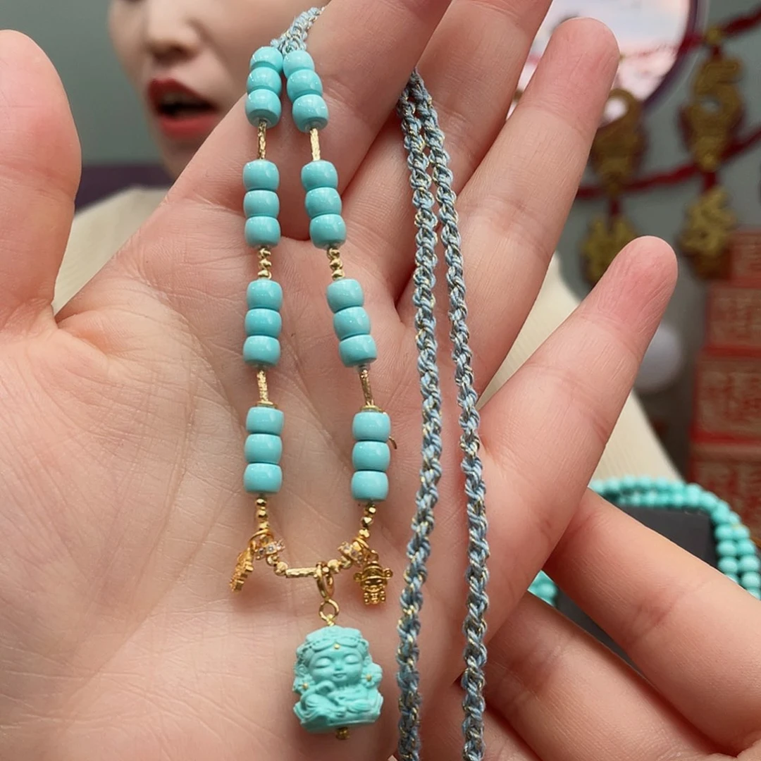 绿松石颈饰18K金镶嵌