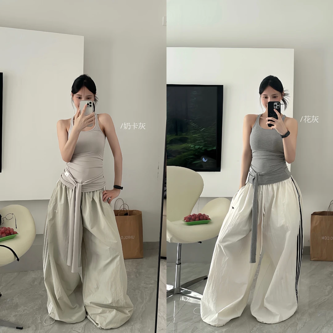 魚叁 工字绑带背心软糯凉感夏季百搭收腰高级设计感美式工字背心