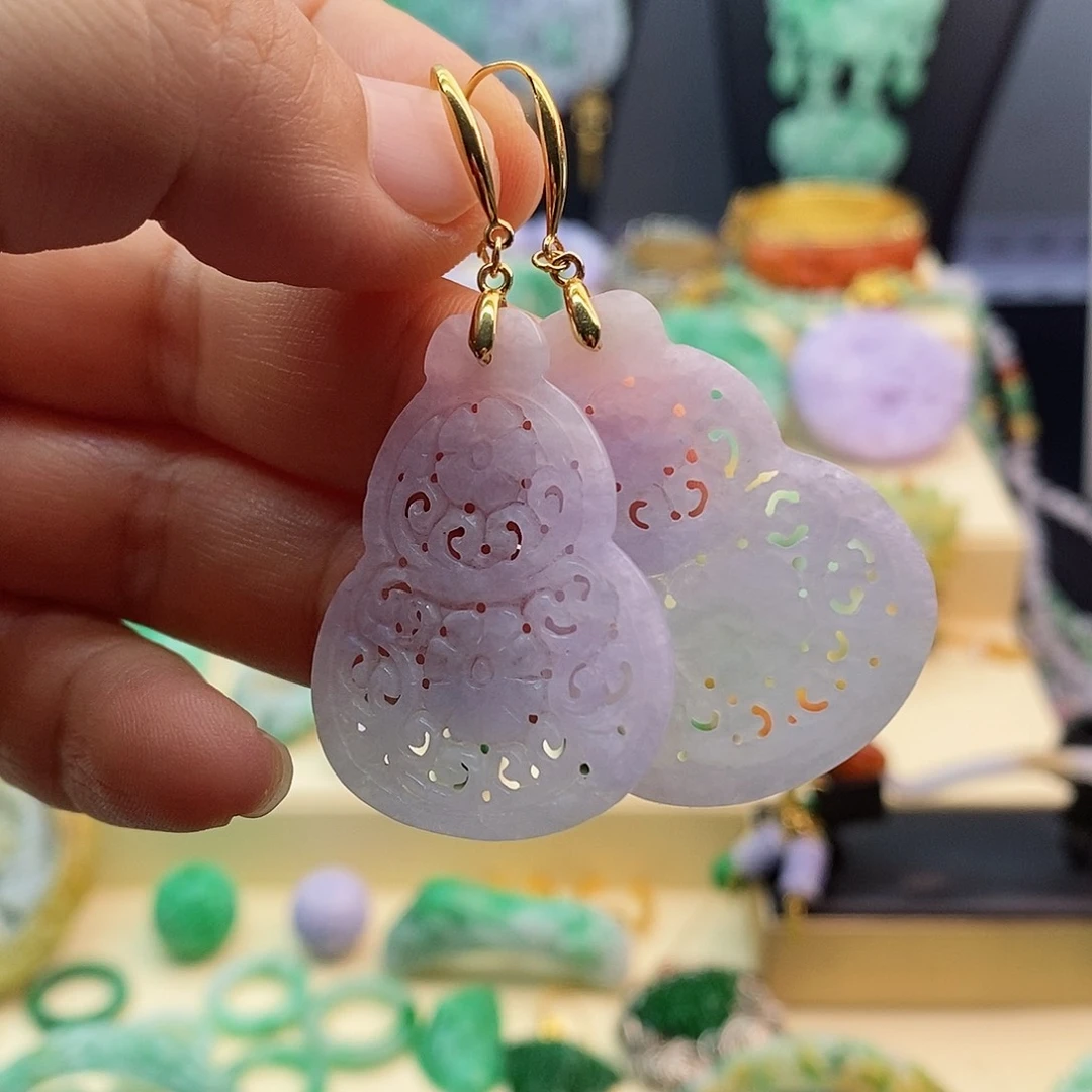 翡翠未镶嵌耳饰葫芦耳坠