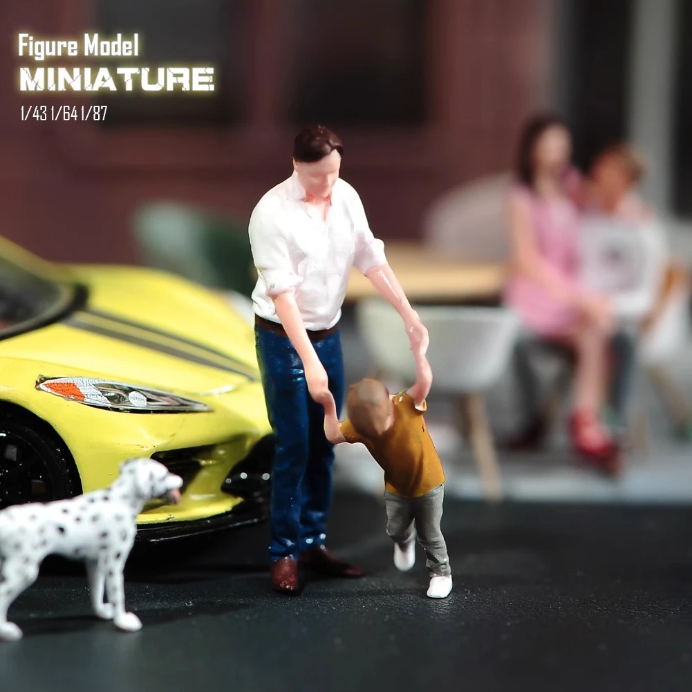 1/87/64/43父亲与男孩玩乐微缩场景微拍摄影车模型搭配手办小人偶