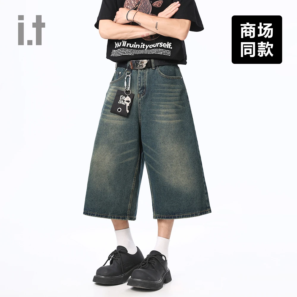 I.T旗下CHOCOOLATE美式复古vibe牛仔短裤男女同款水洗做旧夏季薄