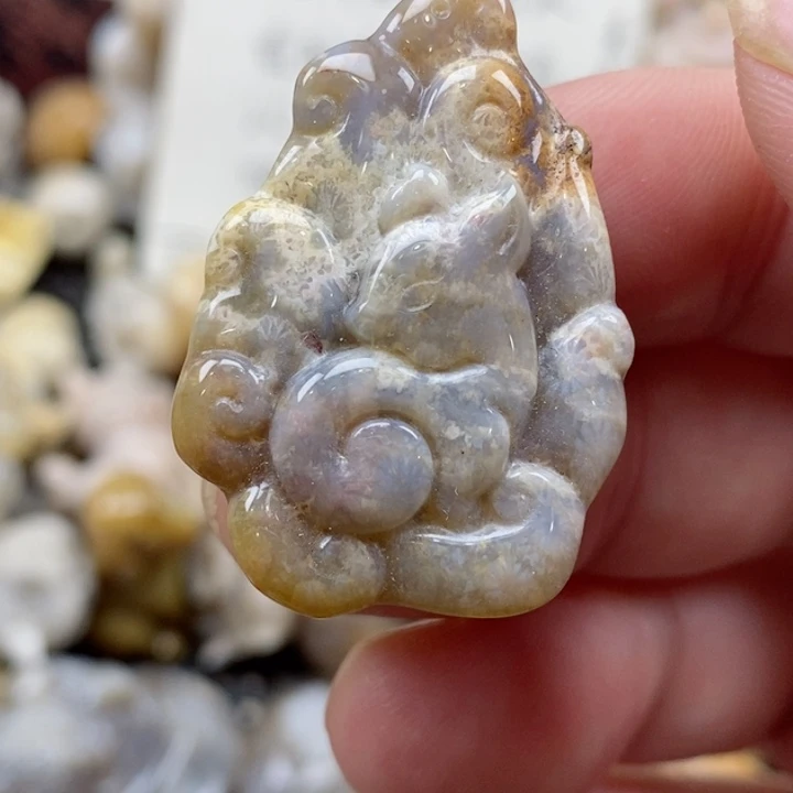 颈饰未镶嵌硅化珊瑚（珊瑚玉）有瑕 小