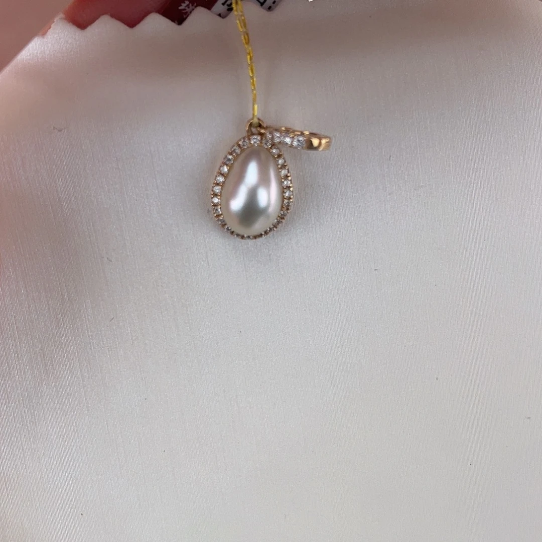 海水珍珠颈饰18K金镶嵌keshi万能扣