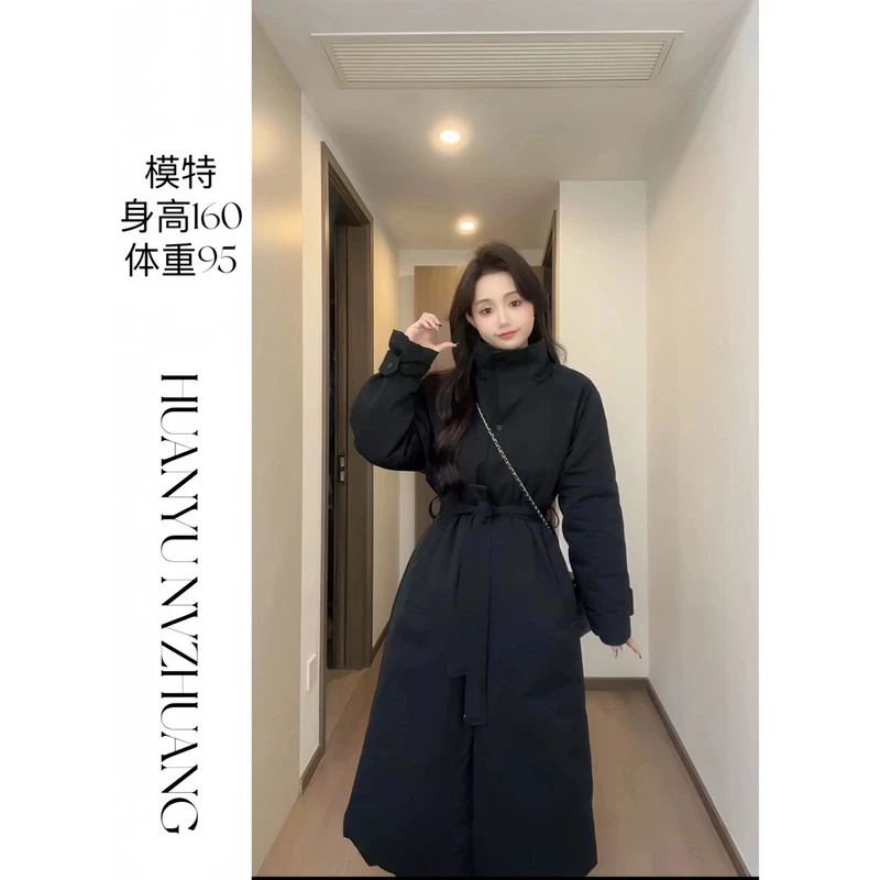 韩系显瘦高级气质收腰风衣慵懒风宽松立领夹棉加厚保暖风衣外套