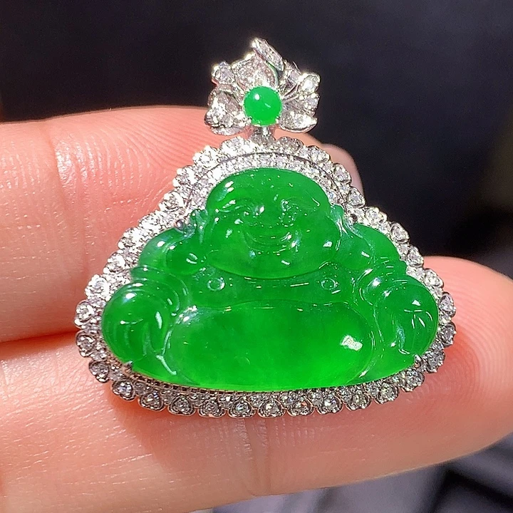 翡翠18K金镶嵌吊坠(不含链)