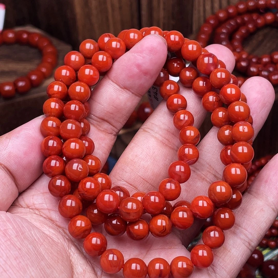 南红玛瑙未镶嵌珠链南红瓦西卡8多圈108