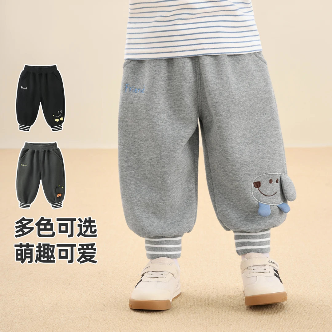 婴儿衣服复合摇粒绒卡通长裤冬装秋冬儿童男女童宝宝保暖裤Y10320