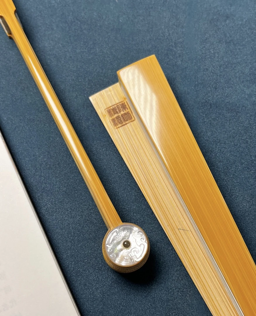 陈刚精制铜鼓头玉竹折扇 文玩折扇