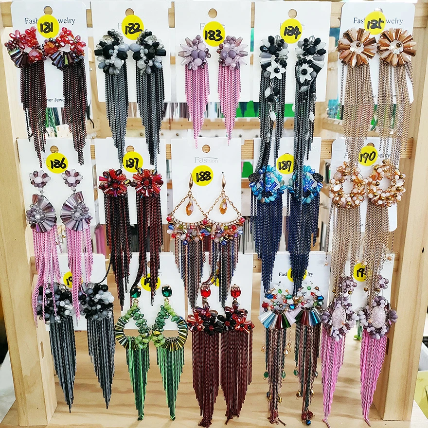 铜合金玻璃耳饰 (181-240)-018民族风纯手工流苏耳环合集