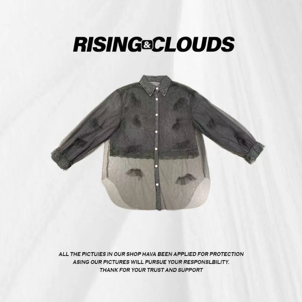 RISING&CLOUDS莎莎【幽影衫】时尚百搭显瘦欧货牛仔衬衫080117