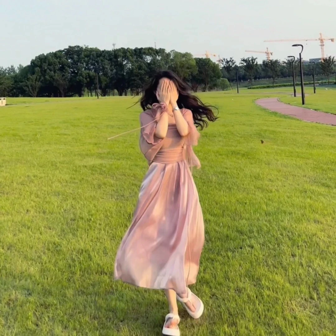 绝美气质显瘦法式收腰仙女裙穿搭套装4件套