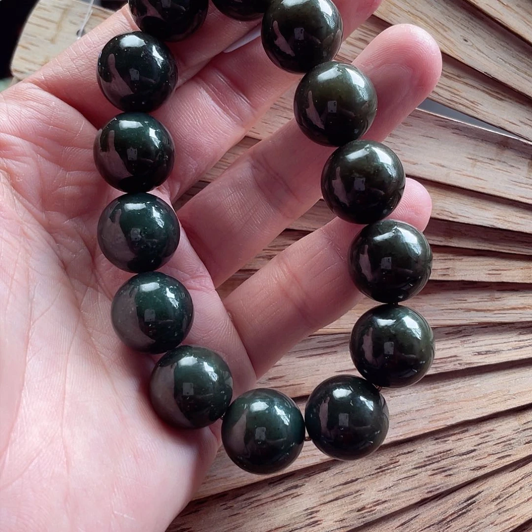 和田玉手串未镶嵌16圆珠