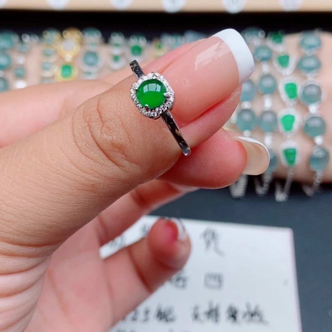 翡翠银S925镶嵌戒指9