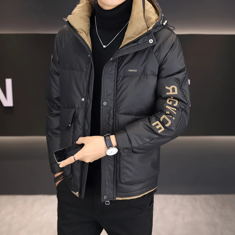 冬季休闲羽绒服男士时尚百搭保暖帅气韩版加厚连帽外套