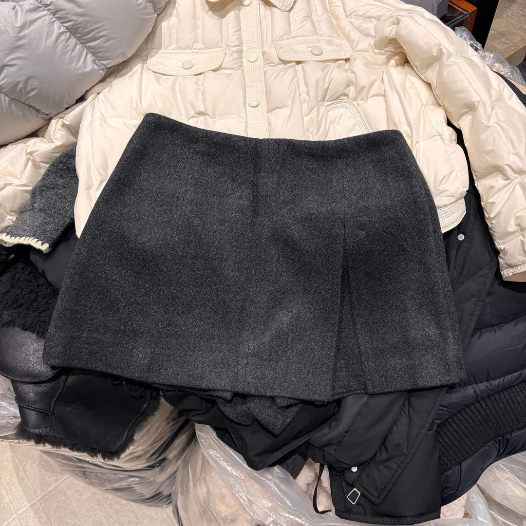 秋冬欧货 毛呢开叉a子裙裤25728-1