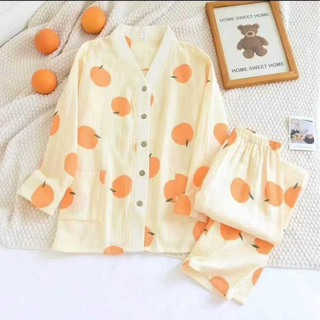 春秋冬款气质长袖吸汗成人睡衣女加厚长袖日系高档家居服套装