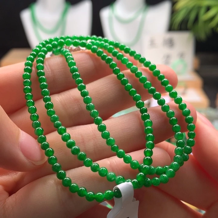 翡翠未镶嵌项链天然缅甸A货翡翠卡3mm