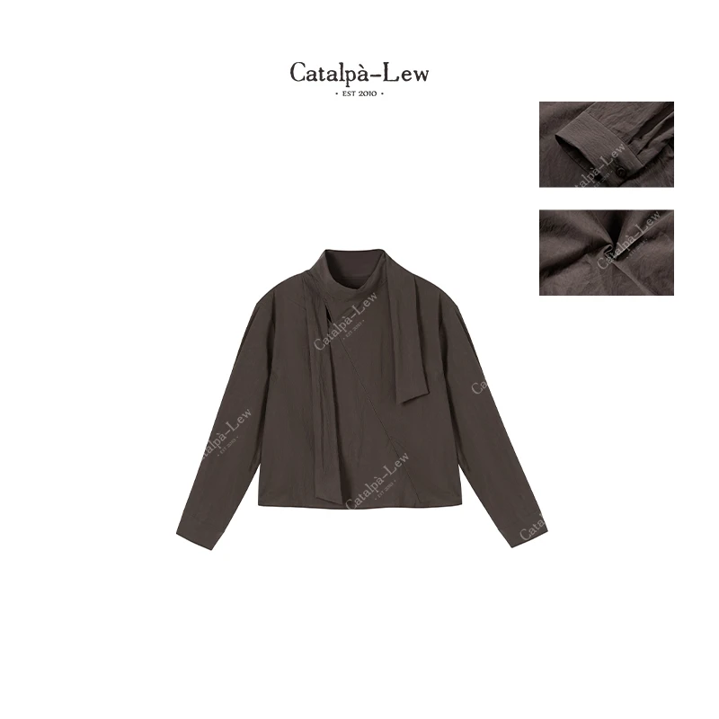 CatalpaLew「喜帖街」墟生美学春季天丝肌理感文艺风衬衫#C51440