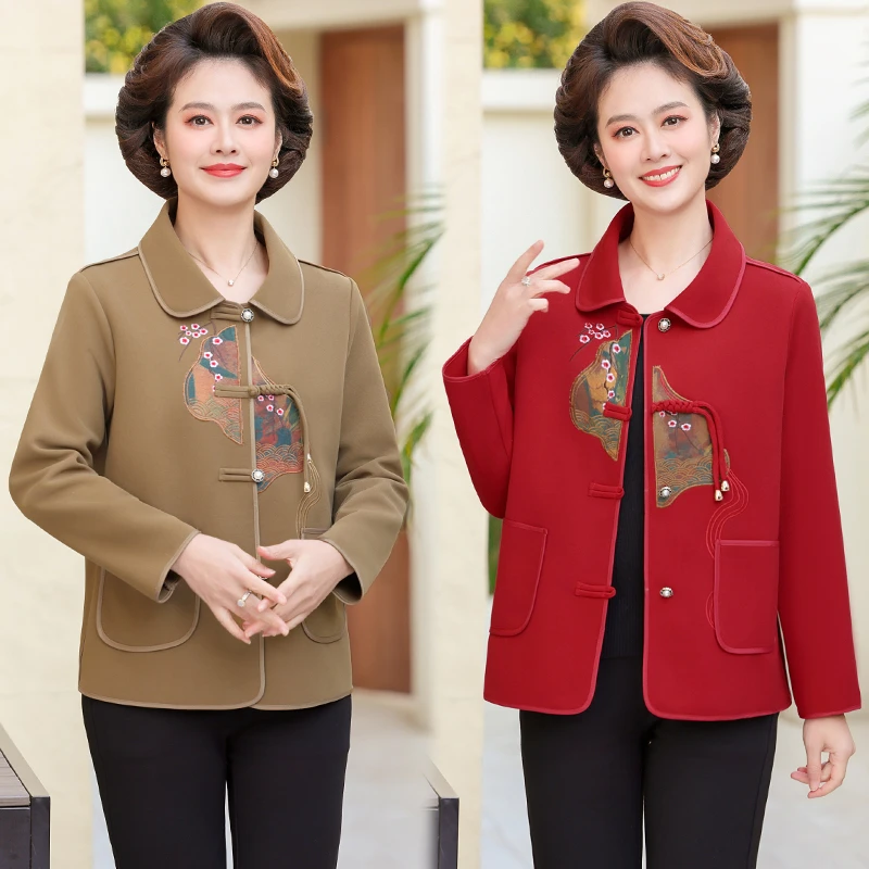 2025新款洋气妈妈春装新中式短外套女中老年人春秋季气质夹克上衣