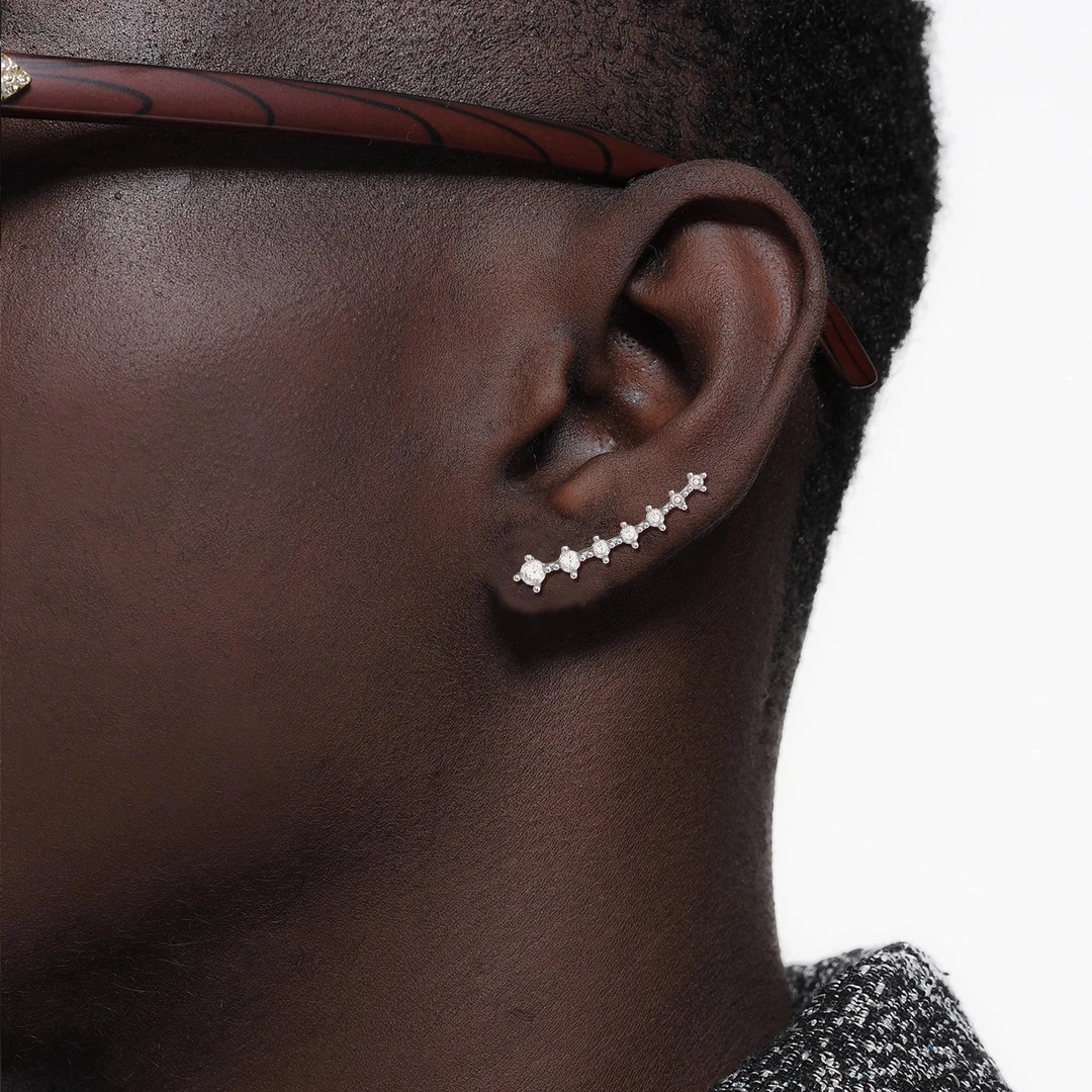 合金锆石耳饰 流星坠落满天星耳洞轻奢耳钉耳排时尚耳钉耳骨钉ins