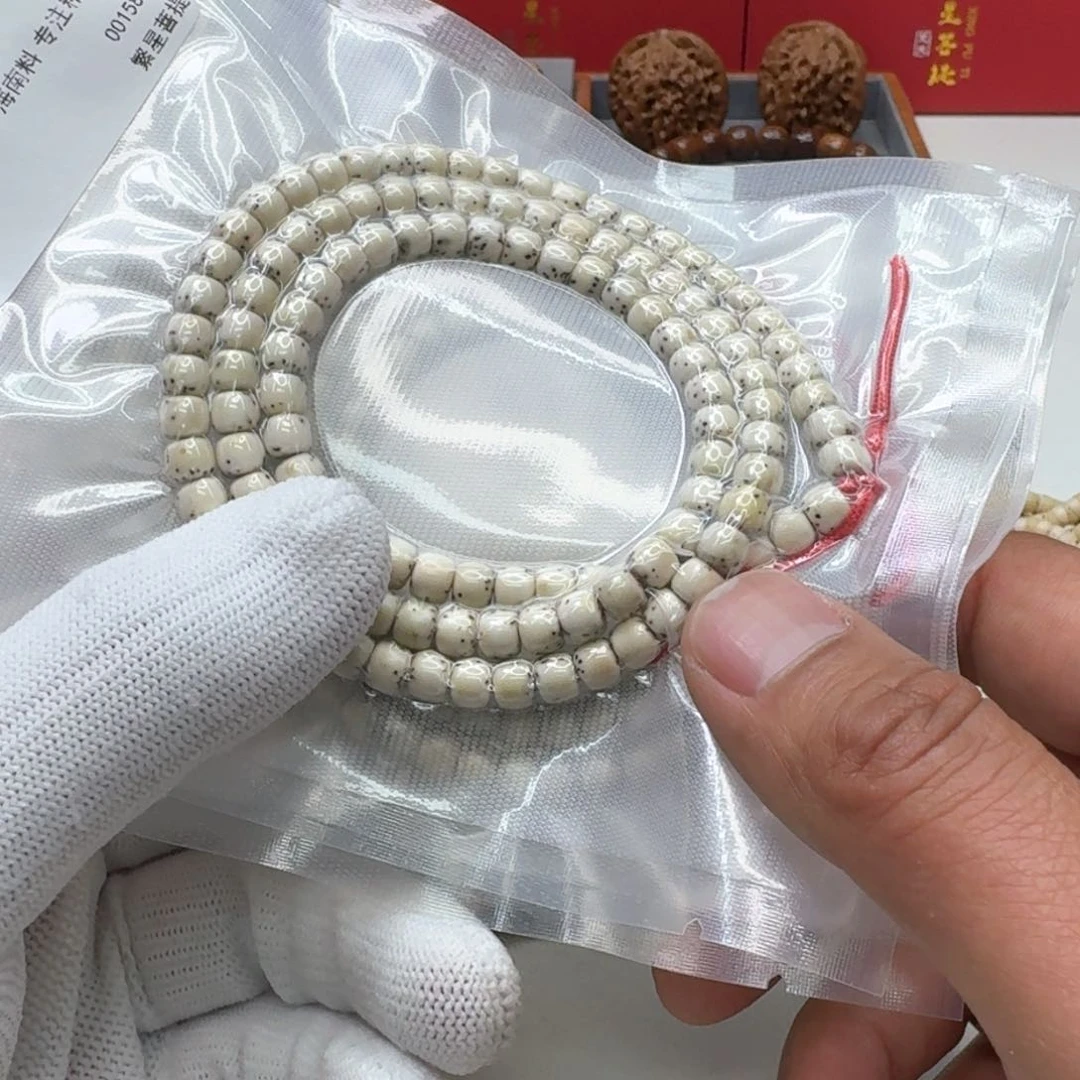 星月菩提手串11梵天瓷白石玉半壁6左右108