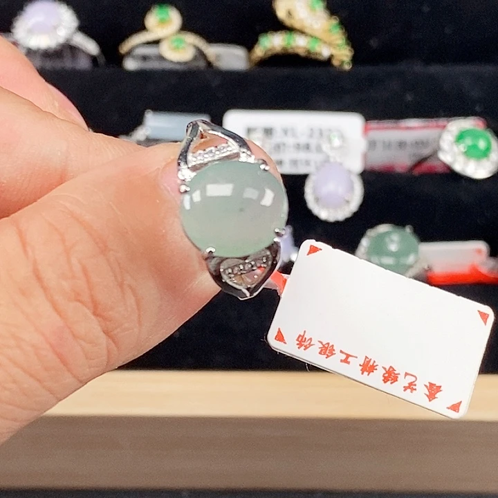 翡翠戒指银S925镶嵌