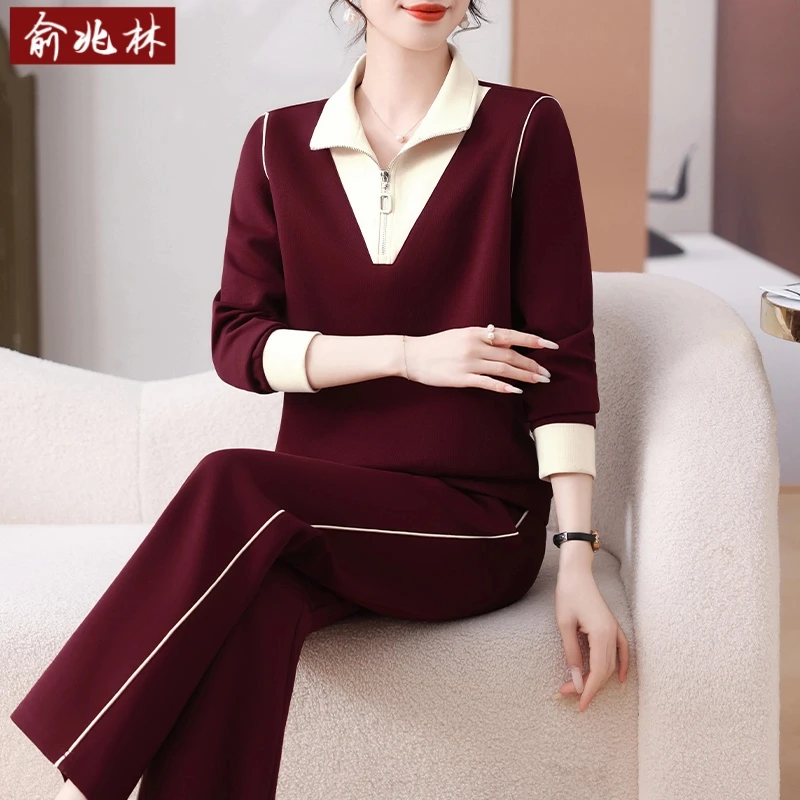 中年妈妈春装卫衣2025新款贵夫人上衣中老年运动套装女春秋两件套