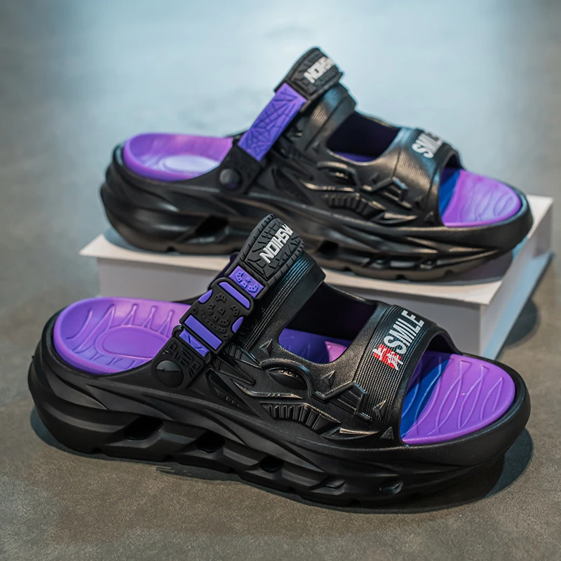 拖鞋男夏季外穿防滑防臭踩屎感开车运动凉鞋青少年大码涉水沙滩鞋