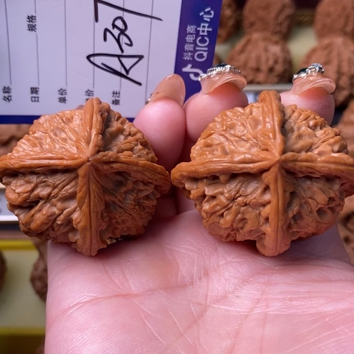 桃核把件精品大四棱