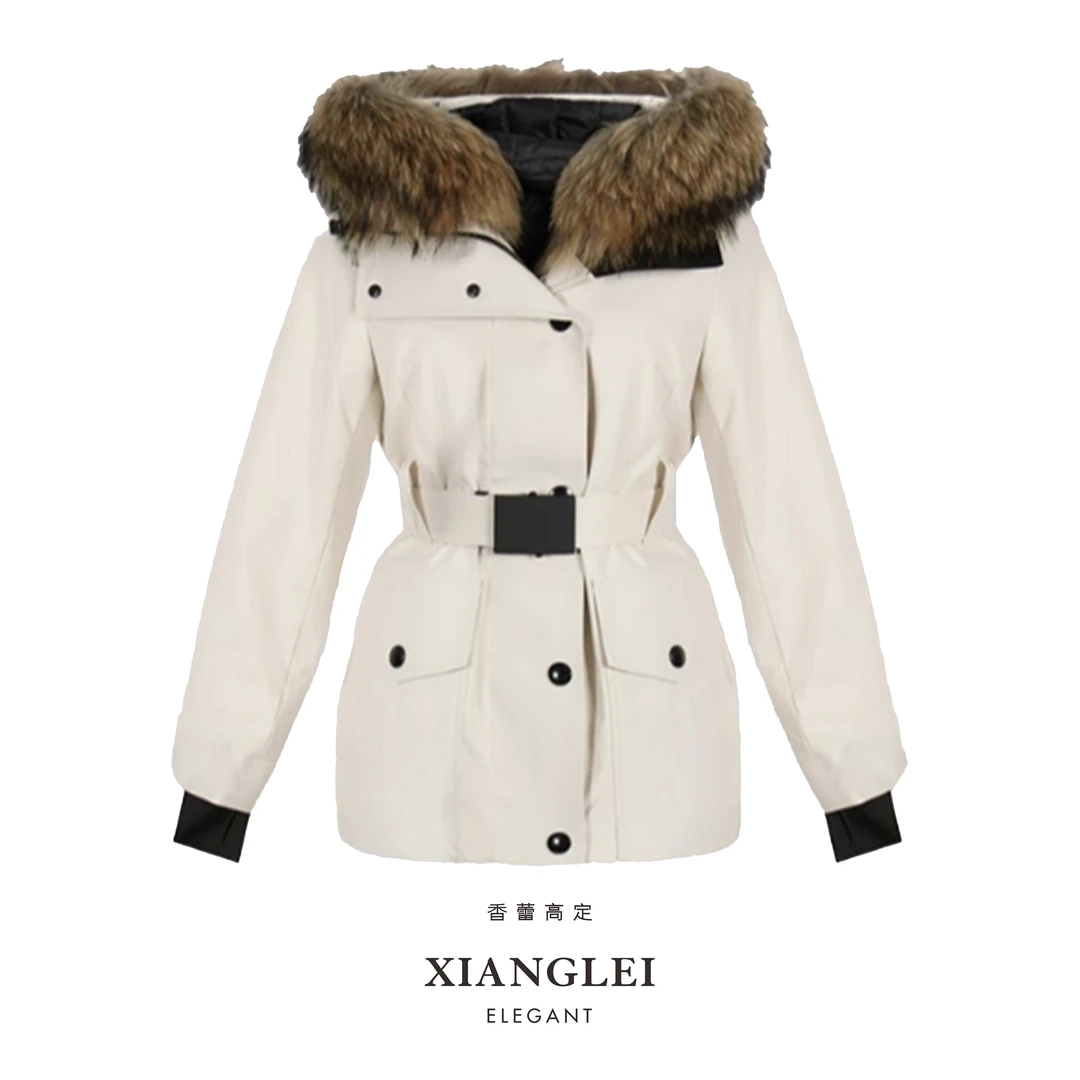 【清仓】D24004 香蕾极寒系列貉子毛领冲锋衣女款大牌高端鹅绒服