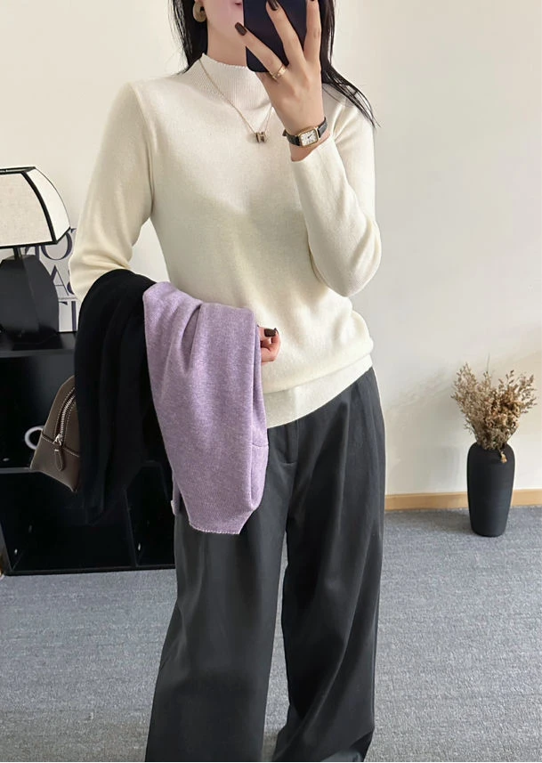 2025新款半高领针织毛衣高级感内搭打底衫修身显瘦百搭上衣1422