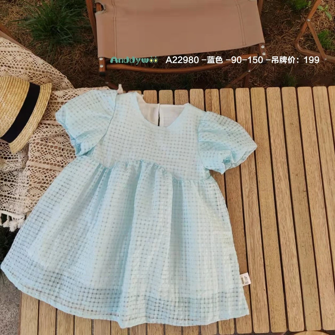 A 22980小仙女-连身裙连衣裙女童裙子儿童夏季宝宝泡泡袖洋气女宝