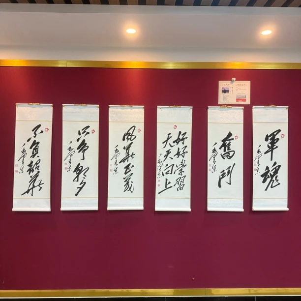 风华只争不负好好奋斗军魂六条毛体书法