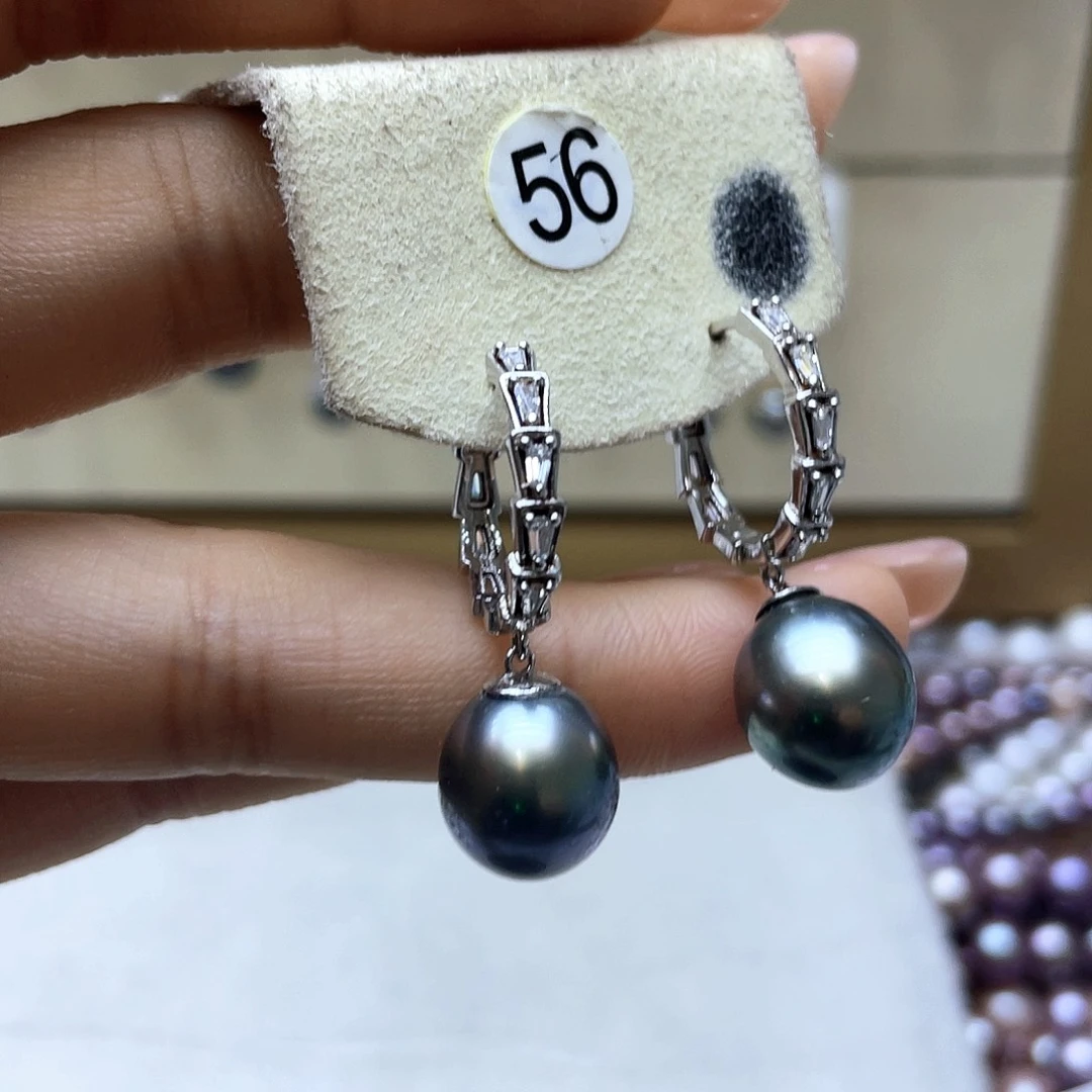 海水珍珠耳饰银S925镶嵌