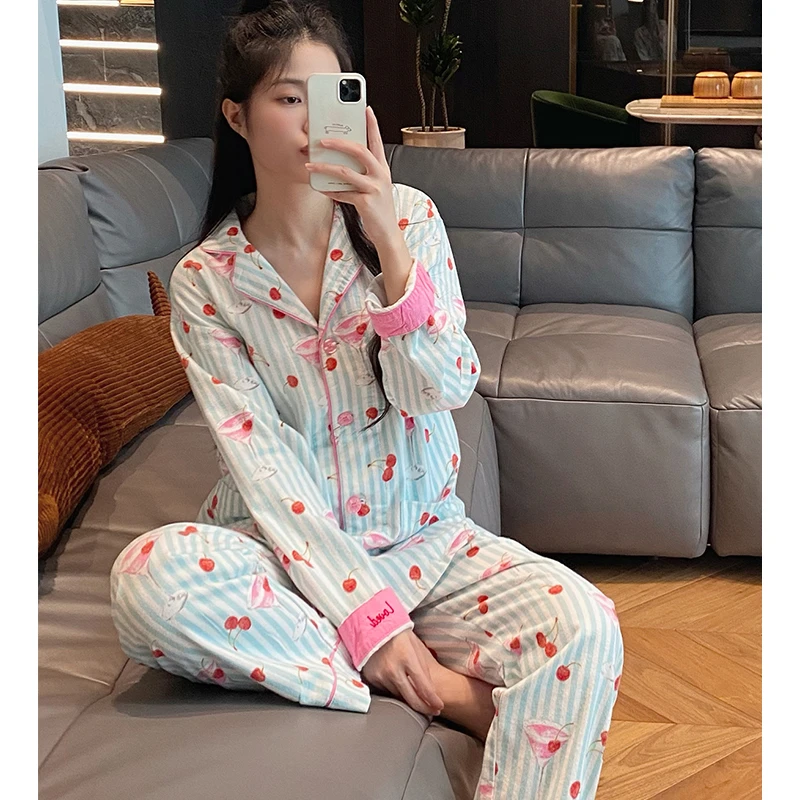 莫里伊【磨毛棉樱桃美酒】小众时尚设计休闲可外穿保暖睡衣家居服