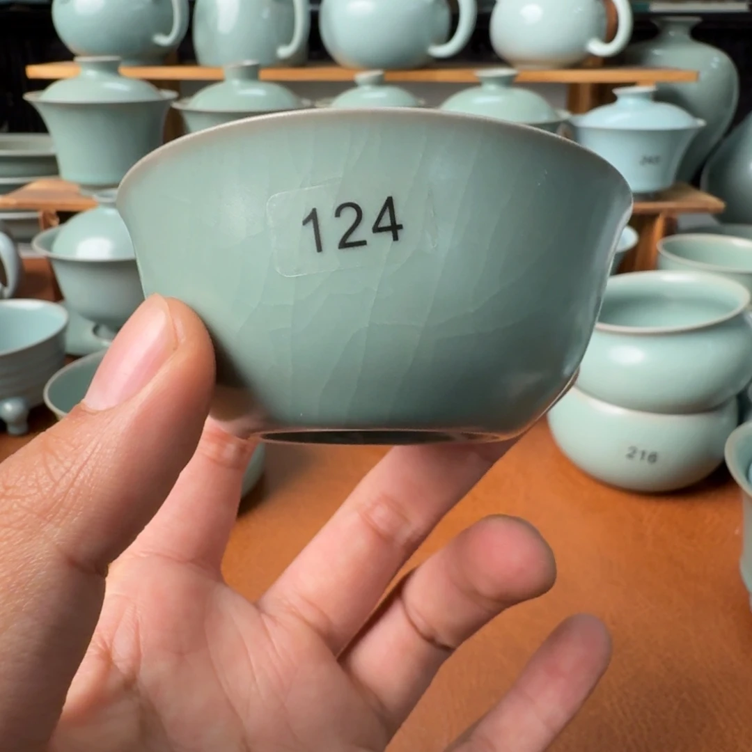 摆件陶微瑕仿古青绿超薄胎鸡缸杯