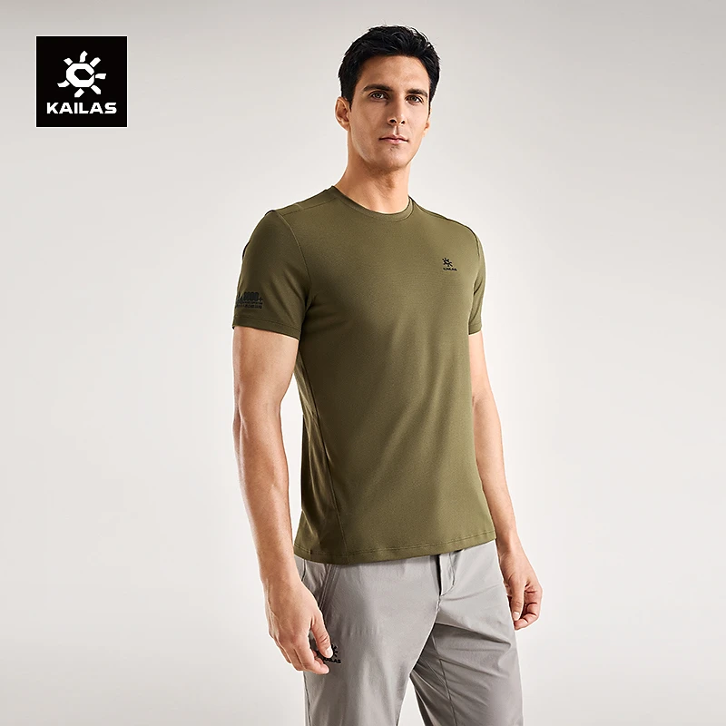 KAILAS凯乐石 圆领短袖功能T恤吸湿速干弹力户外春夏季登山徒步男