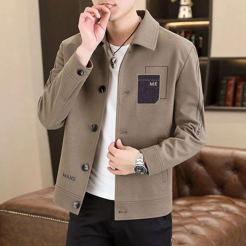 春秋季新款夹克外套男士韩版修身休闲潮流翻领上衣夹克衫男装褂子